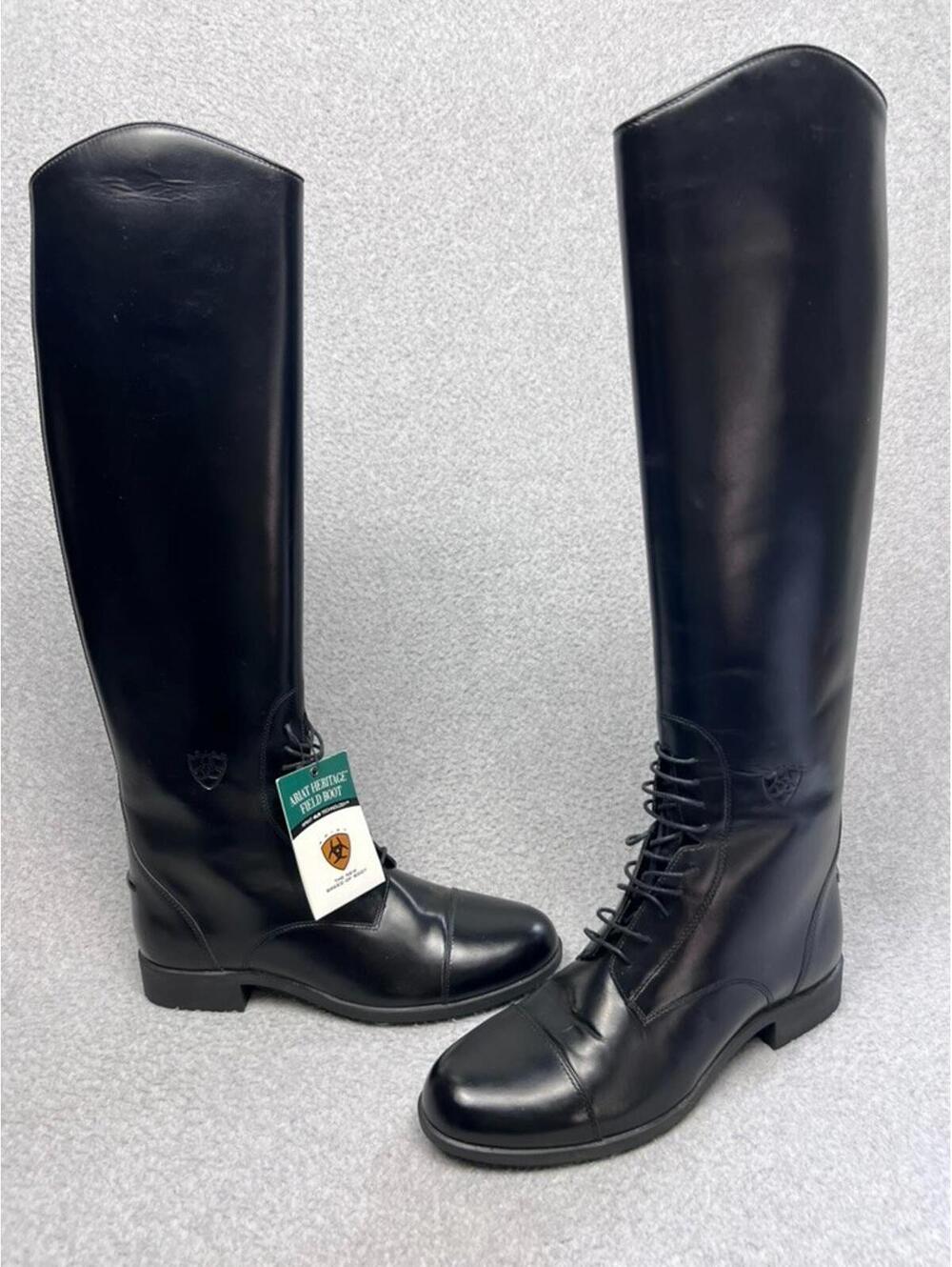 Ariat Heritage Field Boots 10 Black Leather Equestrian Tall English Riding New